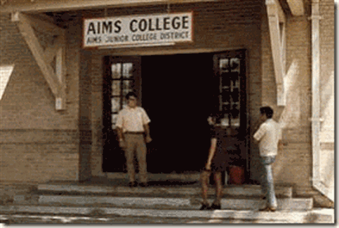 A picture of the front steps of AIMS College.