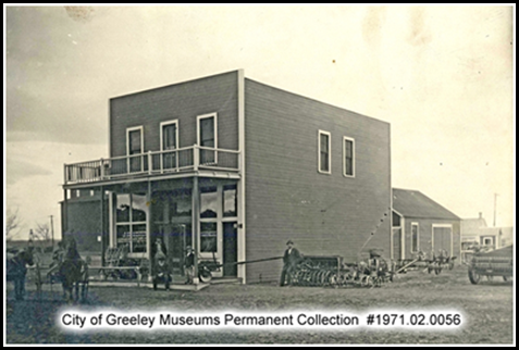 1915 – Kester Hardware Store in Severance; In the windows read, “J. H. Kester. Hardware Implements, Harness”