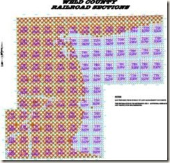 A map of weld county railroad sections.